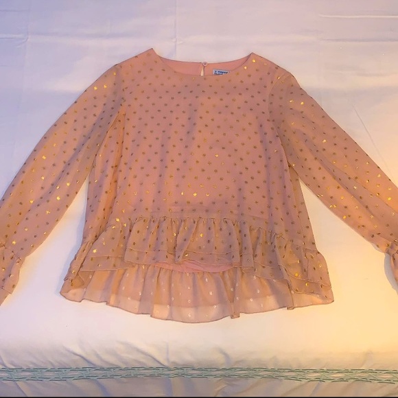 Light Pink Ruffle Top with Gold polka dots - Picture 1 of 1